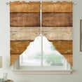 thumbnail image 2 of Farmhouse Yellow Brown Swag Curtains for Kitchen/Bedroom/Living Room, Vintage Wooden Striped Scalloped Curtains 63 Inch Long, Rod Pocket Window Swag Topper Curtains Valances 2 Panels Set 36"x63", 2 of 8