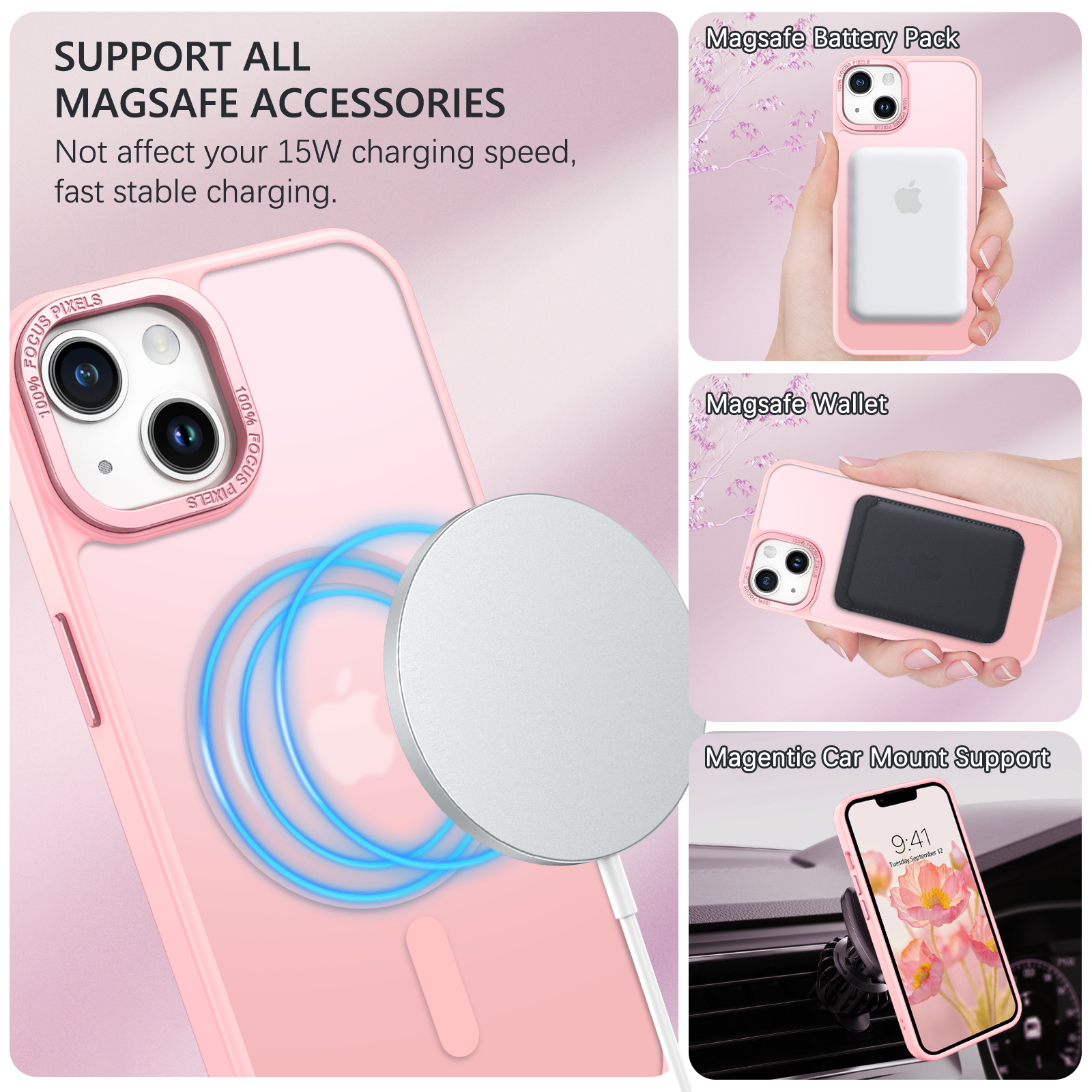 BENTOBEN iPhone 13/14 Slim Matte Pink Case with MagSafe photo 4