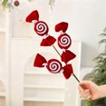 thumbnail image 4 of Rama insertada de caramelos navideños de terciopelo blanco y rojo a rayas | Adorno de lana festiva con piruletas | Material de poliéster | Decoración navideña | 1 pieza incluida, 4 of 6