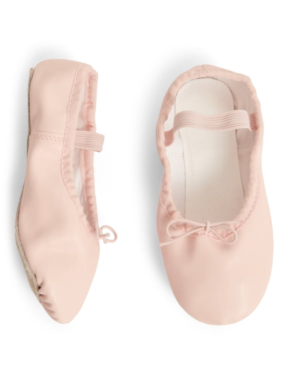 Girls Ballet Shoes for Dance Class, Leather Sole with Adjustable Strap, Sizes 1-13