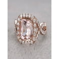 thumbnail image 2 of Limited Time Sale 1.50 carat Morganite and Diamond Halo Engagement Ring in 10k Rose Gold for Women, 2 of 2