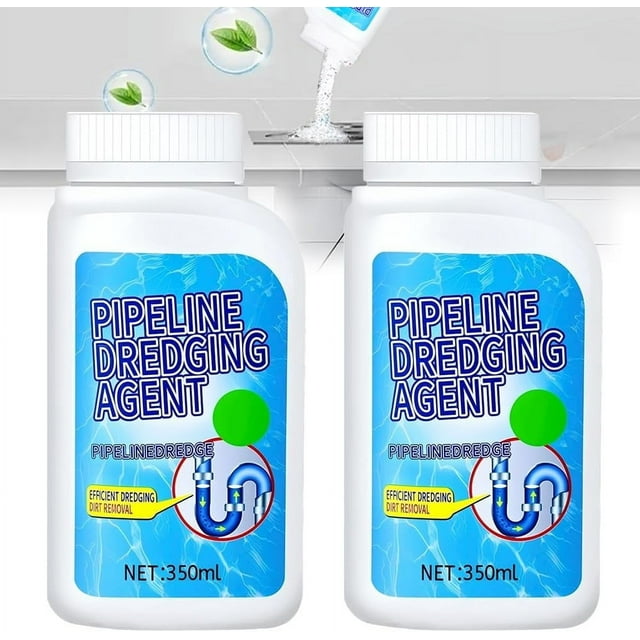 Agente potente para desatascar tuberías | Limpiador para desagües de cocina, baño y alcantarillado | Solución rápida para destapar tuberías - Adecuado para múltiples desagües | Paquete de 2 | 350 ml