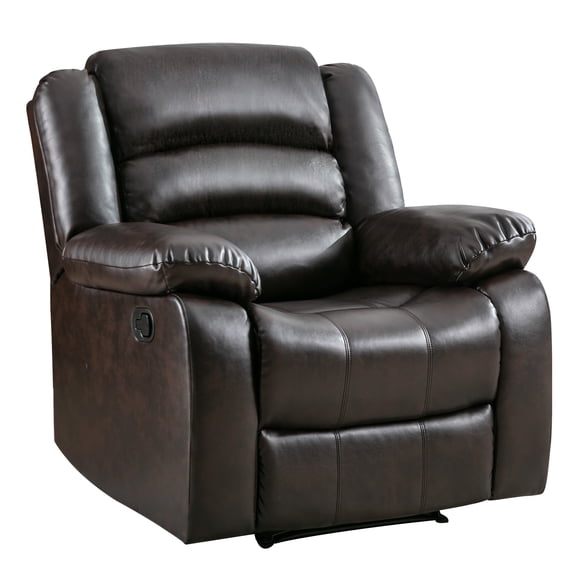 Bonzy Home Manual Recliner Chair, Breathable Faux Leather Reclining Chairs with Overstuffed Arm and Back, Living Room Single Sofa Recliners,Dark Brown