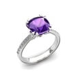 thumbnail image 2 of HeartsAndYou 1.7ct Natural Cushion Purple Amethyst & Diamond Ring Accent 14k SOLID White Gold, 2 of 9