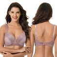 thumbnail image 5 of Curve Muse Women's Plus Size Unlined Underwire Lace Bra with Cushion Straps-Black,Mauve-Size:34B, 5 of 7