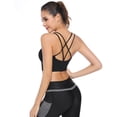 thumbnail image 6 of Uniexcosm Women Sports Bra Black Strappy Yoga Running Gym Workout Bra, 6 of 8