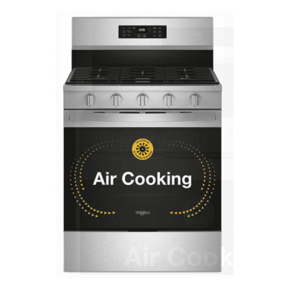 Whirlpool 30 Inch Freestanding Gas Range with 5 Sealed Burners, 5.0 cu. ft. Convection Oven, SpeedHeat in Stainless Steel WFGS5030RS