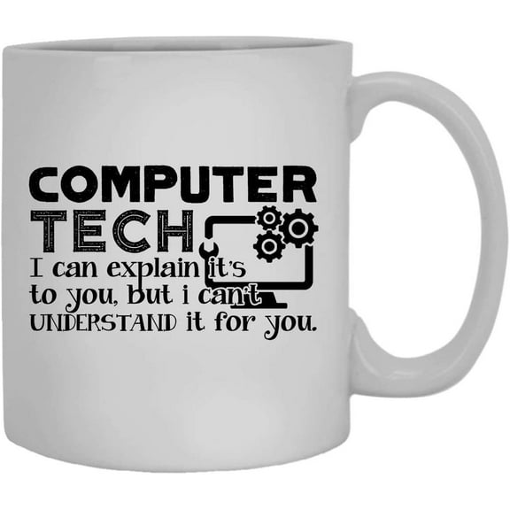 Computer Tech Work Coffee Mug, Cold Brew Coffee Mug 11 oz