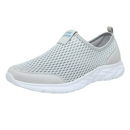 

Sehao Women Breathable Lace Up Shoes Flats Casual Shoes Unisex Lightweight Work Shoes Sporty Breathable Slip Work Trainers Pu Grey 6.5 US