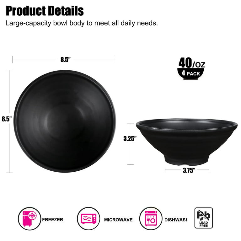 4-PACK Oversized 8'' Wide 44oz KIDS CEREAL Plastic Bowls - CHOOSE YOUR  COLOR