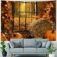 thumbnail image 4 of Fenyluxe  Fall Tapestry Thanksgiving Tapestry Farmhouse Barn Wood Autumn Harvest Pumpkin Maple Leaves Tapestry Wall Hanging for Bedroom Living Room Dorm Party Decorations Wall Decor 40x30inch, 4 of 6