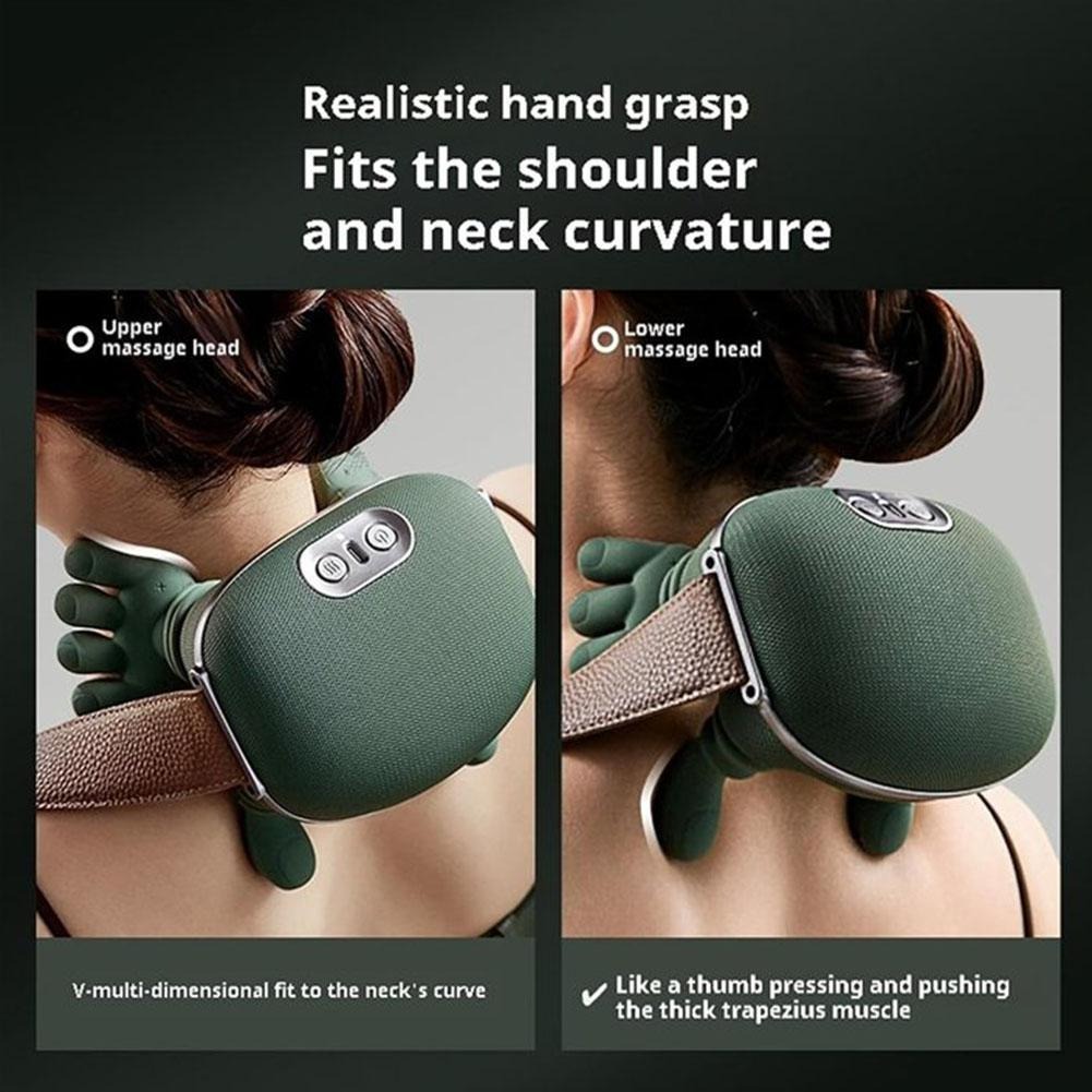 GUIREN Master Hand Shoulder and Neck Massager, Electric Cervical Massager with Hands, Multifunctional Cordless Neckmassager with Fingers, Professional Shiatsu Hand Green Gifts,1PC