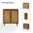 thumbnail image 2 of Boho 31" Rattan 2 Doors Sideboard Wooden Storage Cabinet Credenzas Buffet Home Brown, 2 of 8
