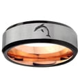 thumbnail image 2 of Dolphins 8MM Beveled Edge Gray And Rose Gold Tungsten Ring, 2 of 2