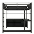 thumbnail image 5 of Morufur Metal Queen Size Loft Bed with Wardrobe and L-Shaped Desk, Metal Bed with Storage Cubes and Shelves, Heavy Duty Loft Bed for Bedroom, Black, 5 of 10