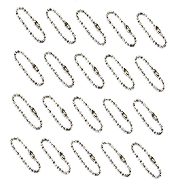 Milaget 20 Bead Ball Chain Connectors Clasp Keychain Jewelry Craft 15cm