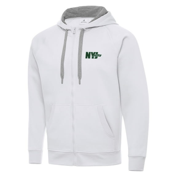 Men's Antigua White New York Jets Victory Full-Zip Hoodie