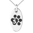 thumbnail image 1 of Stainless Steel Letter S Initial Cat Dog Paws Monogram Engraved Small Oval Charm Pendant Necklace, 1 of 1