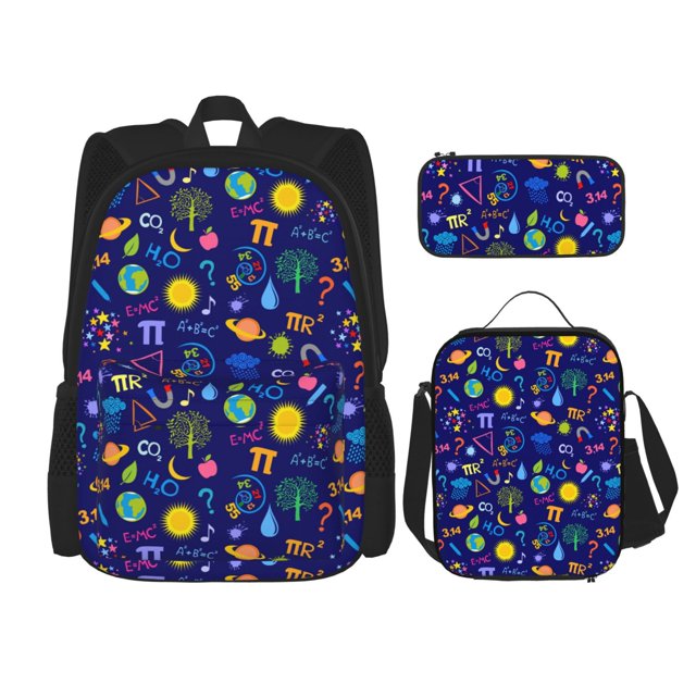 Balery Mathematics And Chemistry Mochila Escolar 3 en 1 para Niños - Mochila Resistente con Lonchera Térmica y Estuche - Mochila Escolar para Niños y Niñas
