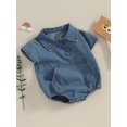 thumbnail image 3 of Suealasg Baby Boys Girls Denim Romper Letter Print Short Sleeve Turn-Down Collar Jumpsuits 3M 6M 12M 18M Infant Summer Casual Bodysuits Clothes, 3 of 9