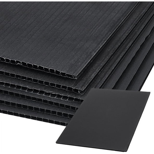 10 láminas de plástico corrugado negro de 30,5 x 20 cm (12 x 7,8 pulgadas), resistentes, impermeables, para letreros de jardín, anuncios de venta de casas y publicidad.