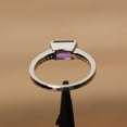 thumbnail image 3 of February birthstone ring amethyst ring sterling silver purple gemstone quartz emerald cut bezel setting natural amethyst promise ring, 3 of 4