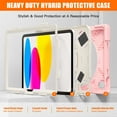 thumbnail image 2 of Elehold Hybrid Heavy Duty Rugged  Case Compatible with iPad 10th Gen 10.9" (2022) with 360 Rotating Hand Strap/Shoulder/Kickstand Strap Shockproof Double Protection Case Cover  - Pink, 2 of 9