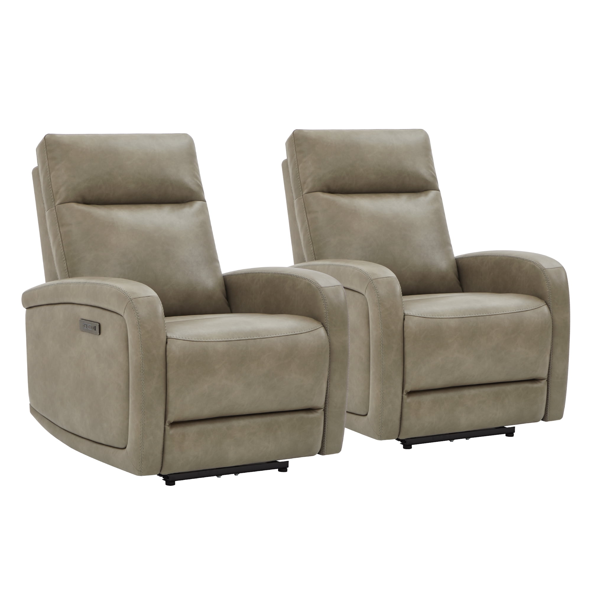 Spruce & Spring Zero Wall Hugger Power Recliner for Compact Spaces, Gray-Faux Leather