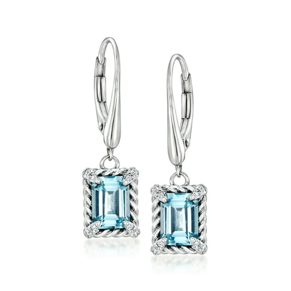 Ross-Simons 2.60 ct. t.w. Sky Blue Topaz Drop Earrings With White Topaz in Sterling Silver, Women's, Adult