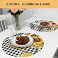 thumbnail image 5 of Sunflower Plaid Round 13 Inch Placemats Set of 2, Black White Checkered Yellow Floral HeatResistant Non Slip Place Mats for Dining Table, Wipeable Braided Kitchen Table Mats for Housewarming, 5 of 9