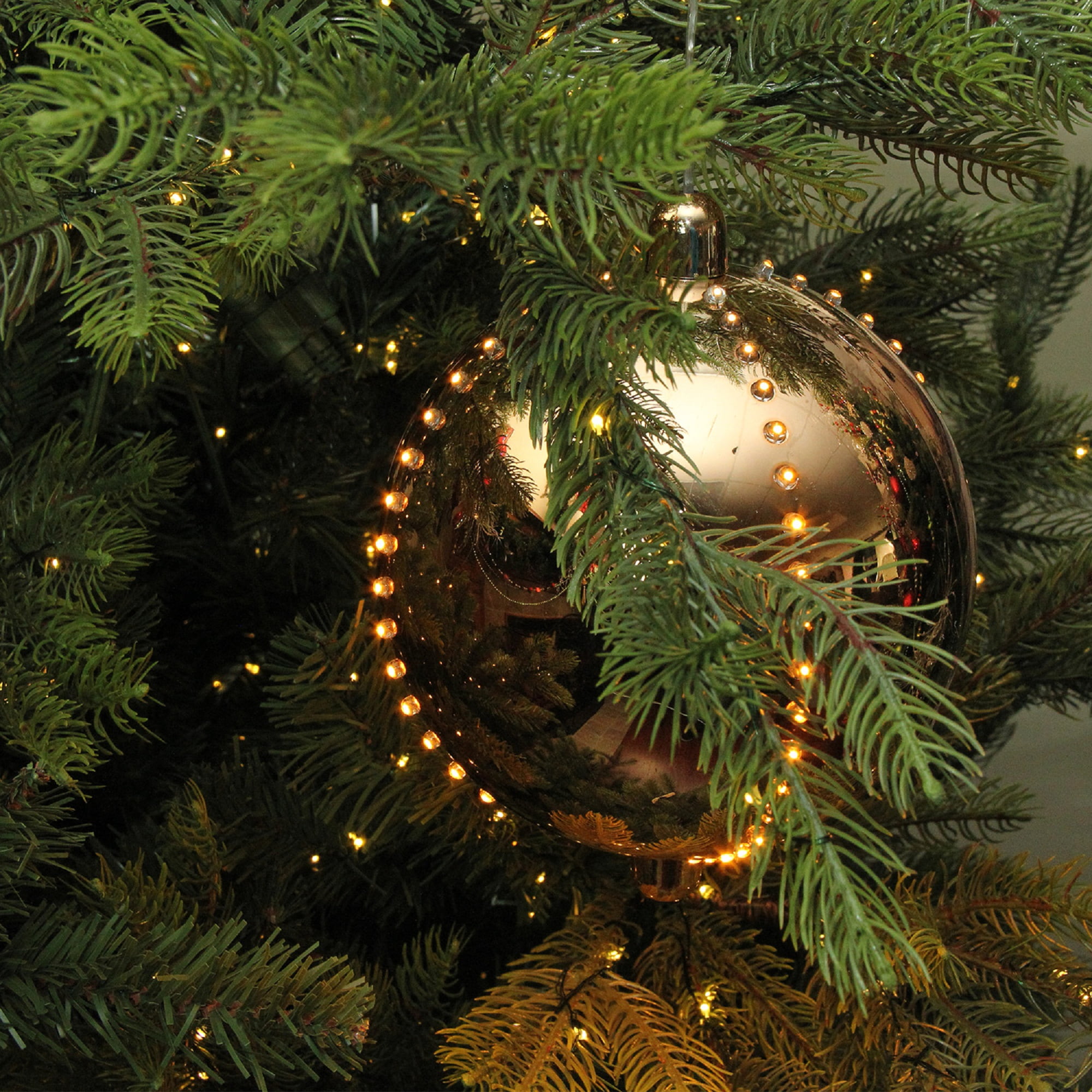 7.5" LED Lighted Cascading Copper Gold Sphere Christmas Ball Decoration