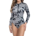 thumbnail image 2 of JoveMarine Women's Long Sleeve Wetsuit Printed Zipper Rash Guard One Piece Swimsuit for Diving Surfing Swimming Bathing Suit For Womens Swimsuits Gray L, 2 of 8