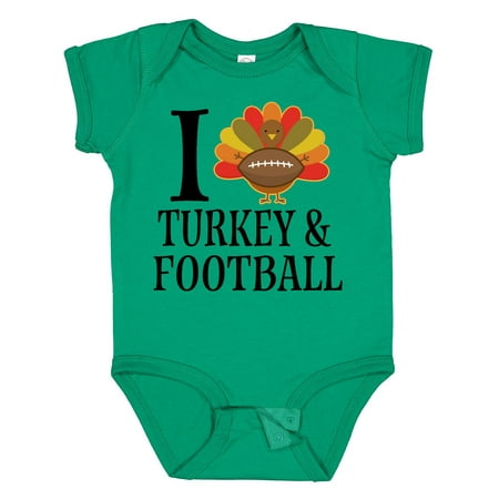 

Inktastic Thanksgiving Day I Love Turkey and Football Gift Baby Boy or Baby Girl Bodysuit
