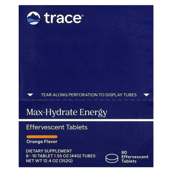 TRACE MINERALS MAX-HYDRATE ENERGIA SABOR NARANJA 10 TABS