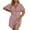 Pink, variant on Plus Size Mini Dresses for Curvy Women Deep V Neck Striped print Party Dress High Waist Ruffle Short Sleeve Flowy Beach Sundress Pink 3XL