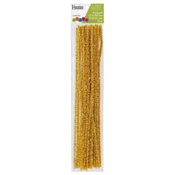 Essentials By Leisure Arts Arts Chenille Stem 12" 6mm Tinsel Gold 25pc