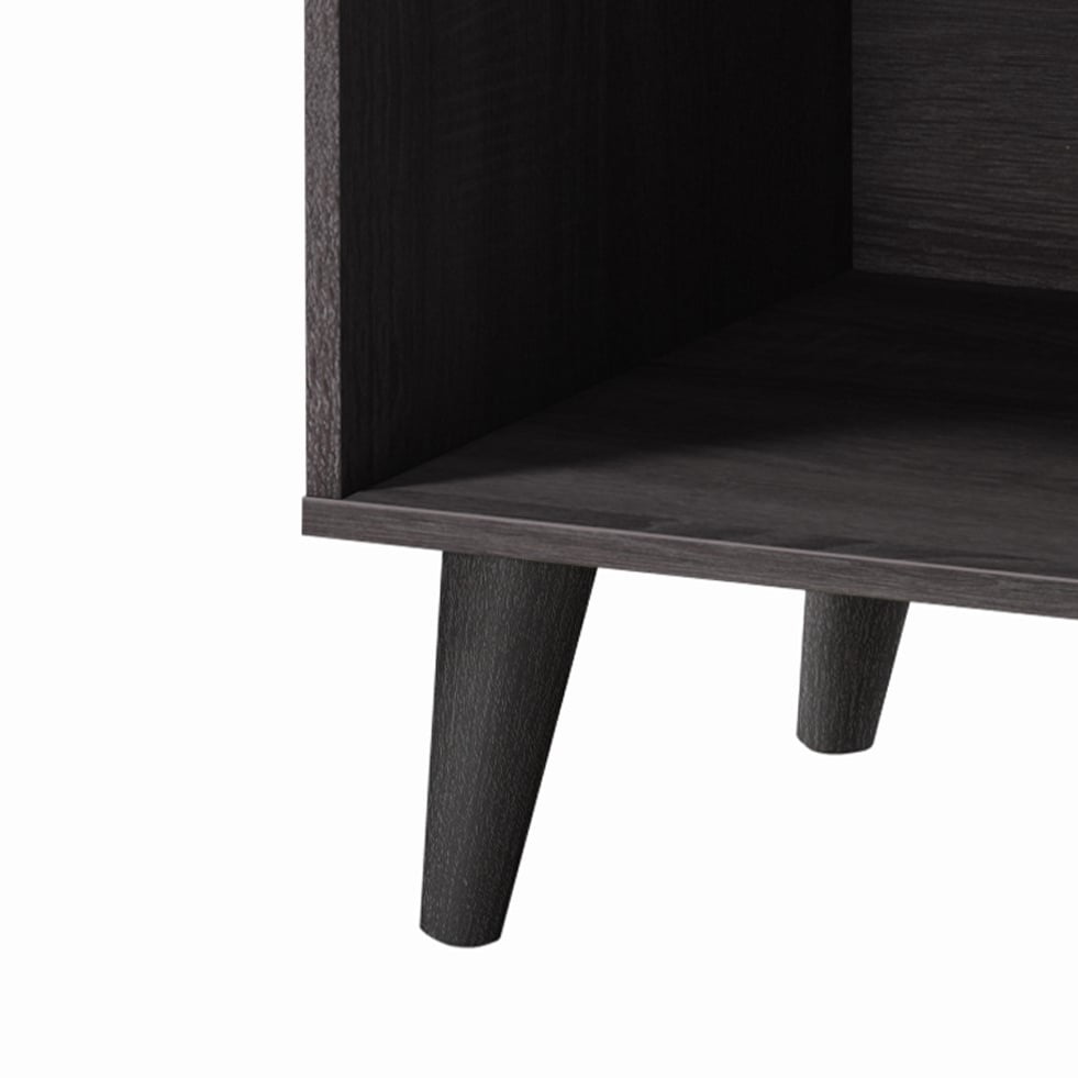 Aukfa Mid-Century Modern TV Stand for TVs up to 65", Wood Entertainment Center with 2 Doors, Low Profile Media Console,Gray