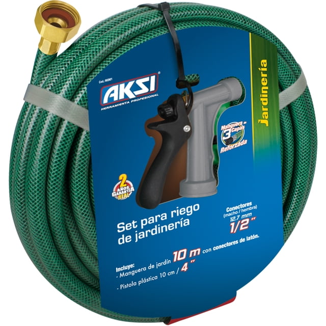 Set para Riego de Jardinería Aksi, Manguera de 1/2 Reforzada 10 m