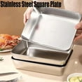 thumbnail image 3 of Tutuviw Stainless Steel Square Plate,Food Grade Stainless Steel Tray Rectangle Food Storage Box Container Easy Clean Metal Thickened Microwave Safe Oven Tray(No Lid), 3 of 7