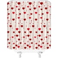 thumbnail image 4 of Red Heart Shower Curtain Striped Polka Dot Valentine''s Day Love Romantic Lover Couple Wedding Woman Girls Fabric Bathroom Decor Curtains with Hooks,35 x 70, 4 of 6