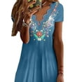 thumbnail image 3 of DYMADE Women Wave V-neck Printed Short Sleeved Casual Loose A-line Dress, 3 of 4