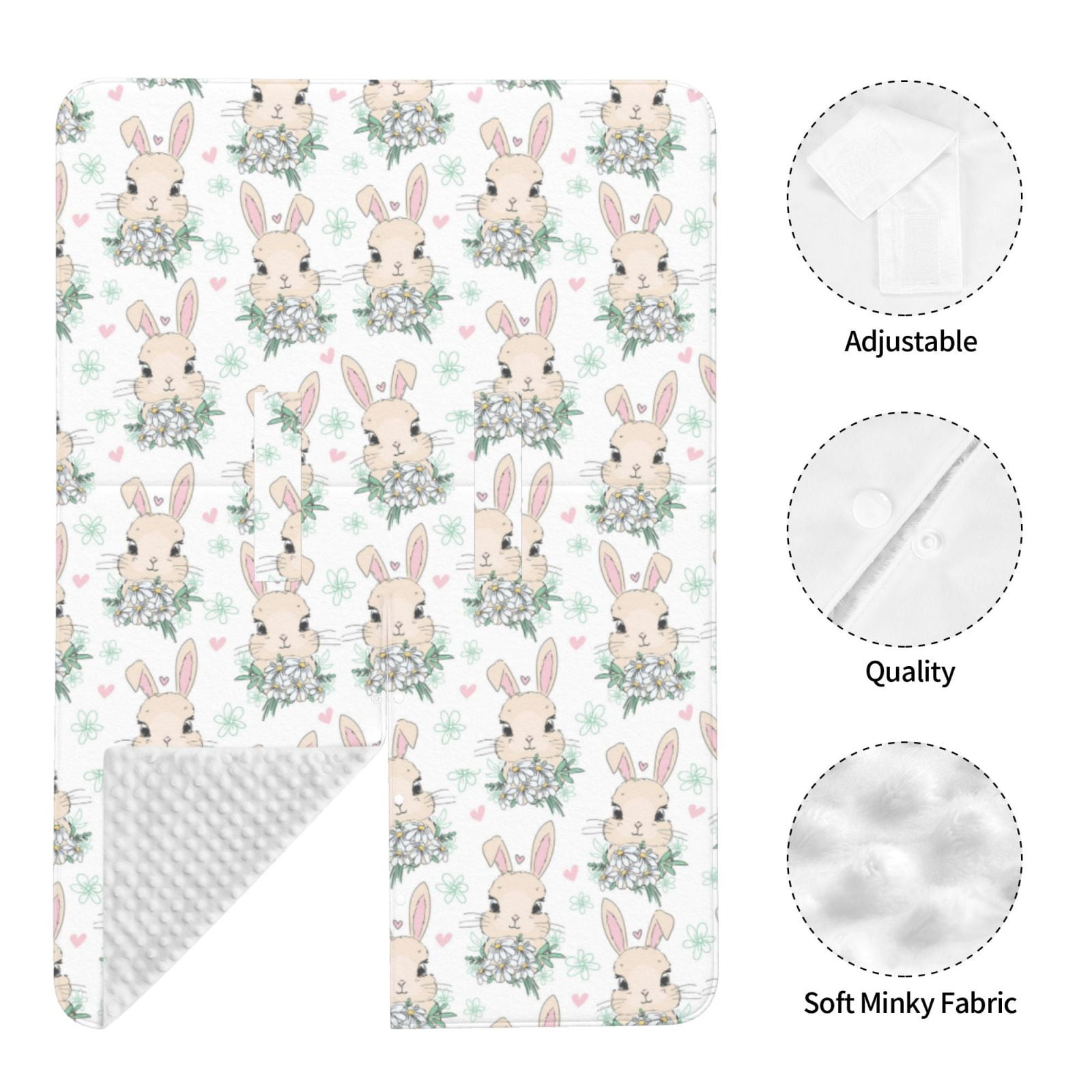 Naloa Rabbit And Flower Baby Car Seat Cover, Breathable Baby Carrier Cover, Multiuse Baby Carrier Cover & Nursing Breastfeeding Cover