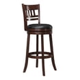 thumbnail image 2 of Solid Wood Swivel Bar Stool - 360° Rotating Pub Chair with Dark Cherry Finish & Black Faux Leather Seat, 43"H, Perfect for Dining Rooms & Home Bars, 2 of 5
