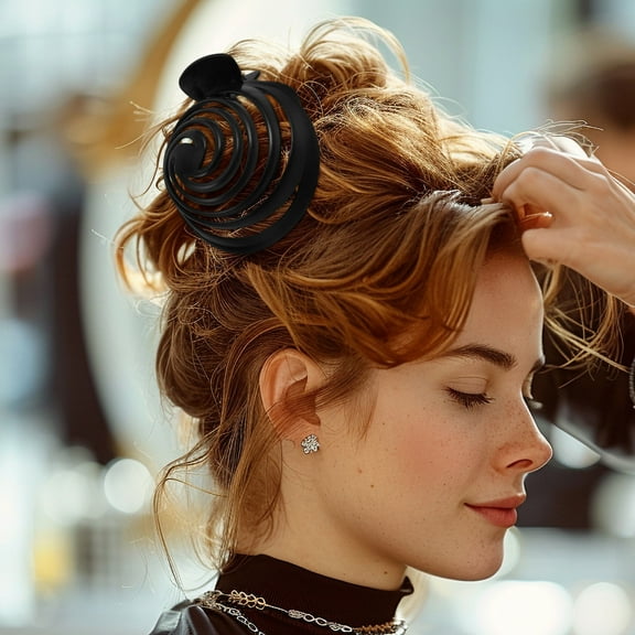 GAXIRE Mushroom Head Hair Claw for Women and Girls Black Spiral Hair Clamp 1Pcs