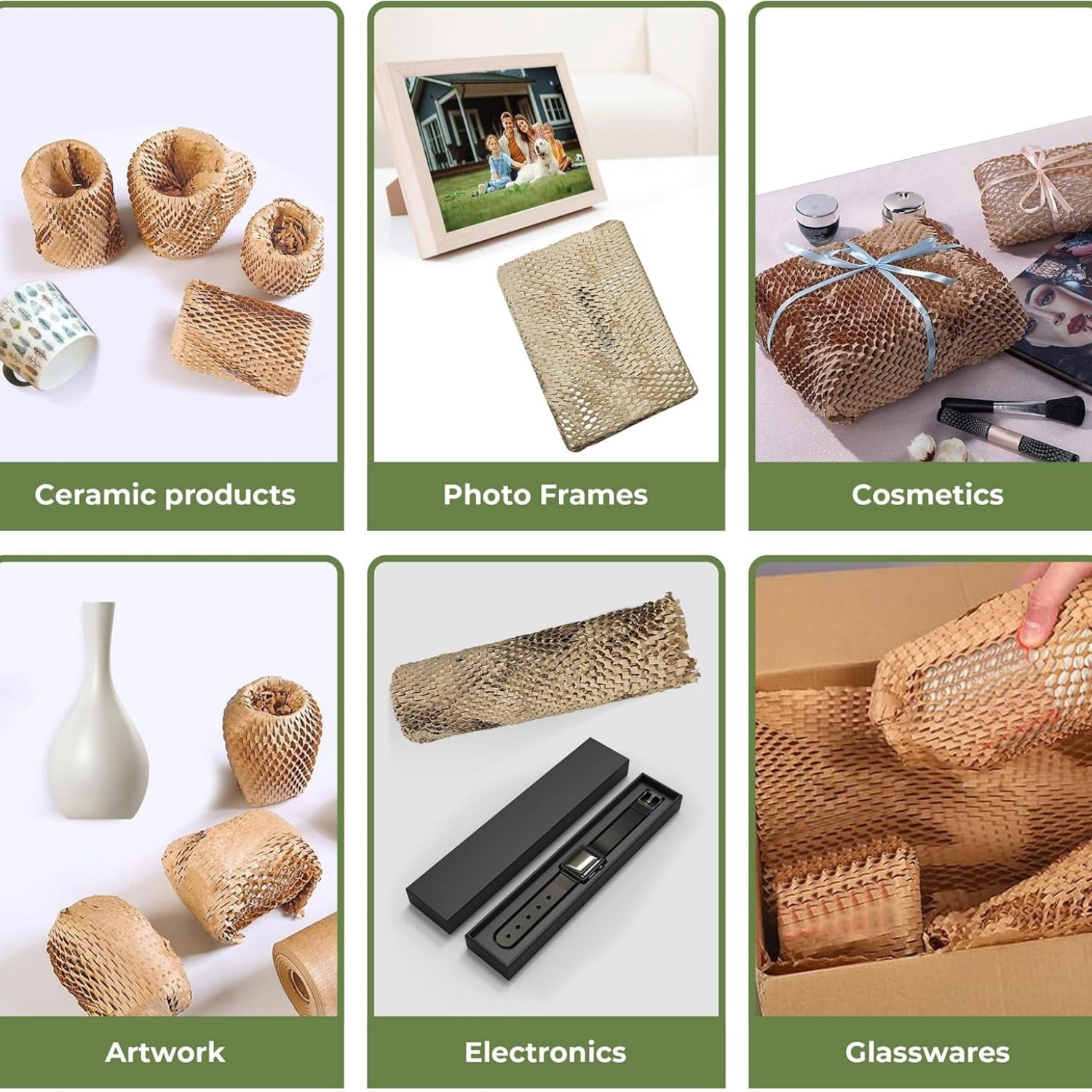 Honeycomb Packing Paper Wrap 15''x500', Substitute Alternative for Bubble Cushioning Wrap for Moving Shipping Packaging, Recyclable Moving Supplies with 60 Fragile Sticker Labels