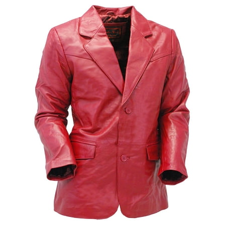 Burgundy Two Button Lambskin Leather Blazer #M1122BTBG