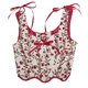 thumbnail image 5 of ICHUANYI Clearance Women Casual Sexy Eyelet Lace-up Floral Print Fishbone Court Vintage Corset Straps Tank Top(Beige, L) ICHUANYI WER2023081011401, 5 of 9