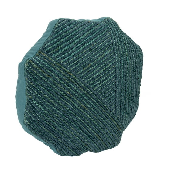 Creative Co-Op 16 Inches Cotton and Jute Embroidered Octagon Shaped Pillow, Blue