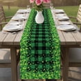 thumbnail image 4 of St. Patrick's Day Table Runner - 48 Inch Long Spring Shamrocks Farmhouse Green Checkered Cotton and Linen Blended Dress Scarves Farmhouse Table Runner for Kitchen Dining, Coffee Table, 13" x 48", 4 of 8