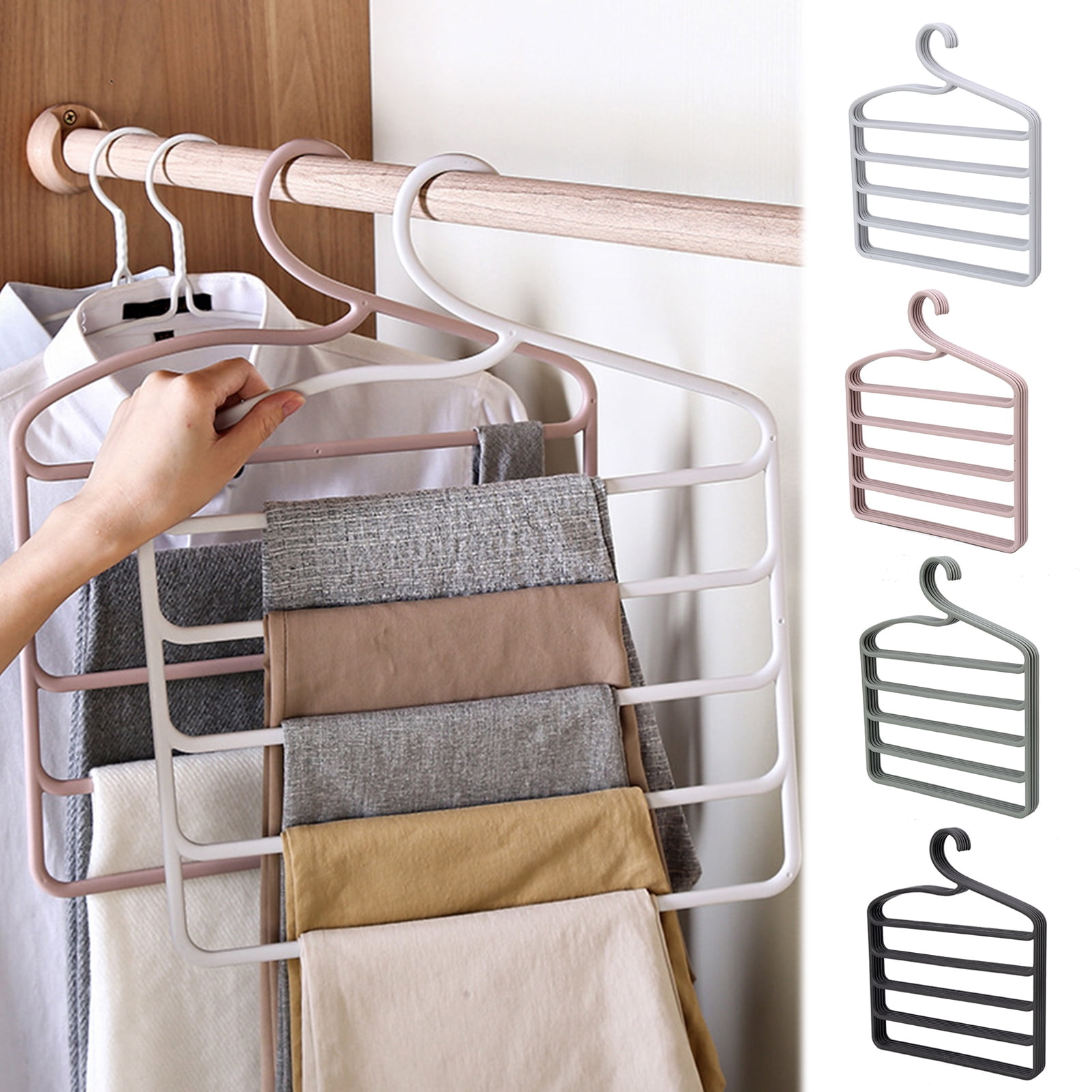 Walbest Travel Hanger with 2pcs Clips Portable Folding Clothes Hanger,  Plastic Space Saving Foldable Drying Rack for Scarves Suits Trousers Pants  Shirts Socks Underwear Travel Home Clothes, 1pc 